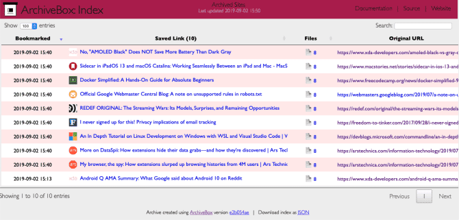 صورة لـ كيفية إنشاء تطبيق القراءة لاحقًا ذاتي الاستضافة لحفظ مختلف مواقع الويب | archived-links-through-archivebox-min-DzTechs