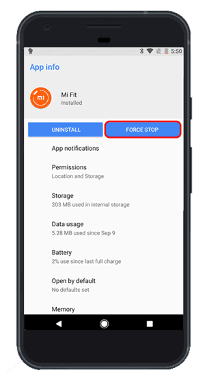 صورة لـ كيفية استخدام Mi Band و Amazefit الخاصة بك دون تطبيق Mi Fit | force-stop-mi-fit-app-min-DzTechs