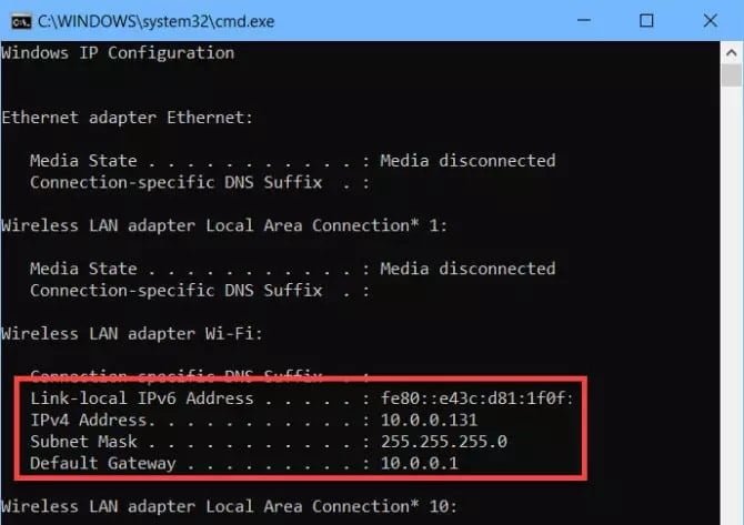 صورة لـ كيفية التحقق من عنوان IP العام باستخدام سطر الأوامر في Windows 10 | ipconfig-670x473-min-DzTechs