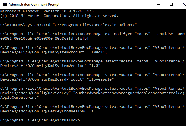 صورة لـ كيفية تشغيل macOS على نظام التشغيل Windows 10 في جهاز افتراضي | macos-virtual-machine-command-prompt-virtualbox-min-DzTechs