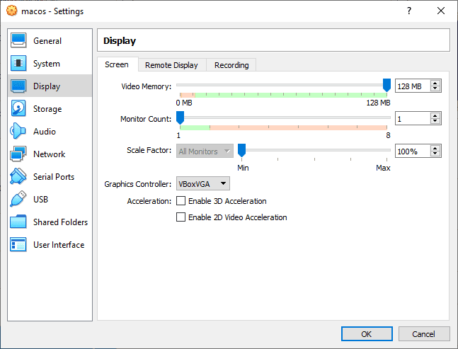 صورة لـ كيفية تشغيل macOS على نظام التشغيل Windows 10 في جهاز افتراضي | macos-virtual-machine-set-video-memory-min-DzTechs