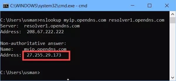 صورة لـ كيفية التحقق من عنوان IP العام باستخدام سطر الأوامر في Windows 10 | nslookup-external-ip-address-min-DzTechs
