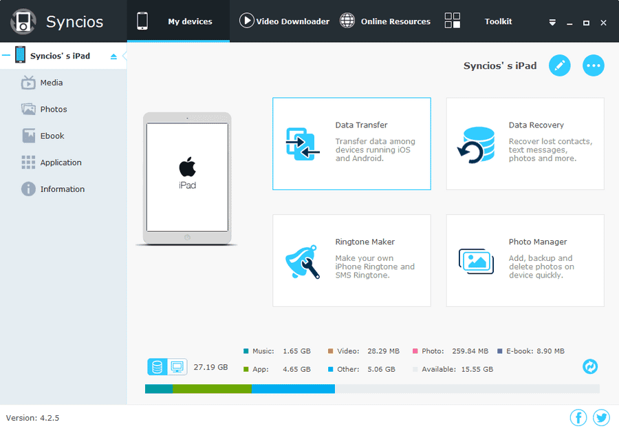 صورة لـ أفضل بدائل iTunes لنظام التشغيل Windows و Mac و Linux | syncios-screenshot-min-DzTechs