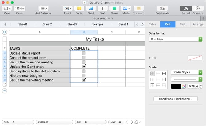 صورة لـ كيفية إضافة مربعات الاختيار ، التقييمات ، شريط التمرير والقوائم المنبثقة في Numbers على Mac | AddCheckboxesNumbers-Mac-min-DzTechs