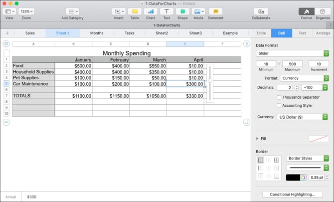 صورة لـ كيفية إضافة مربعات الاختيار ، التقييمات ، شريط التمرير والقوائم المنبثقة في Numbers على Mac | AddSliderNumbers-Mac-min-DzTechs