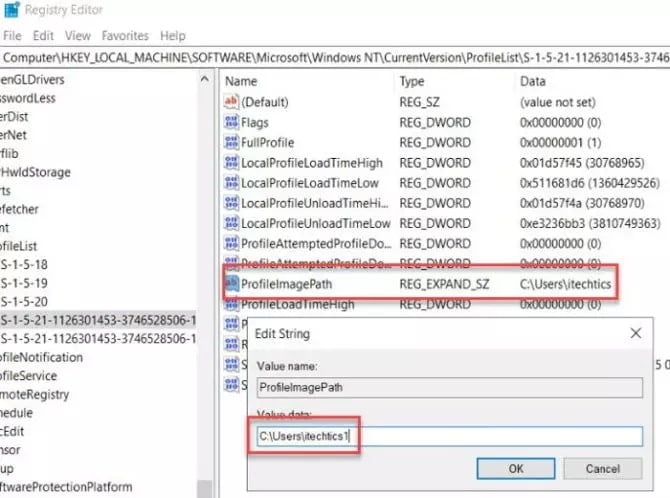 صورة لـ كيفية تغيير اسم الحساب، اسم المستخدم واسم ملف التعريف في Windows 10 | Change-ProfileImagePath-670x498-min-DzTechs