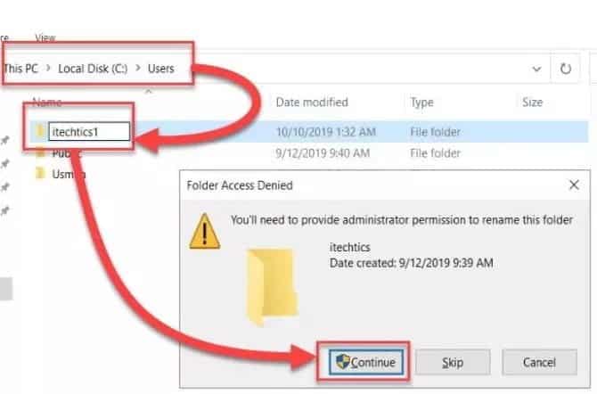 صورة لـ كيفية تغيير اسم الحساب، اسم المستخدم واسم ملف التعريف في Windows 10 | Change-profile-folder-name-in-Windows-10-670x442-min-DzTechs