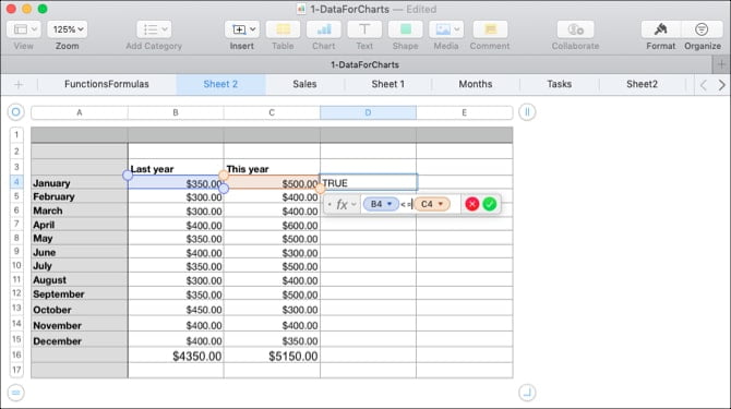 صورة لـ كيفية استخدام الصيغ والدوال في Numbers على Mac | CompareValuesNumbers-min-DzTechs