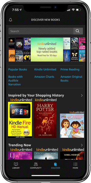 صورة لـ أفضل التطبيقات التي تحتوي على الوضع المظلم لأجهزة iPhone و iPad | Kindle-min-DzTechs