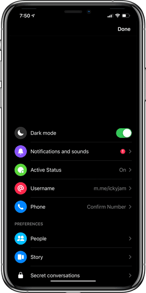 صورة لـ أفضل التطبيقات التي تحتوي على الوضع المظلم لأجهزة iPhone و iPad | Messenger-min-DzTechs