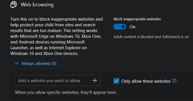 صورة لـ كيفية منع Internet Explorer من الوصول إلى الإنترنت | Windows-10-Parental-Control-Websites-670x353-min-DzTechs