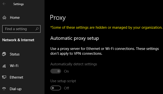 صورة لـ كيفية منع Internet Explorer من الوصول إلى الإنترنت | Windows-Proxy-Settings-Blocked-670x390-min-DzTechs