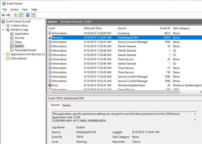 صورة لـ كيفية إصلاح خطأ DistributedCOM 10016 في Windows 10 | dcom-error-10016-event-viewer-min-DzTechs