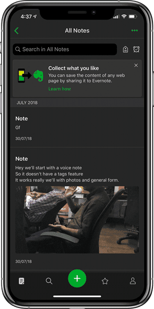 صورة لـ أفضل التطبيقات التي تحتوي على الوضع المظلم لأجهزة iPhone و iPad | evernote-min-DzTechs
