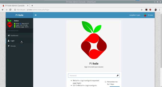 صورة لـ كيفية إعداد Pi-hole على Raspberry Pi 4 لمنع الإعلانات على مستوى الشبكة؟ | pihole-login-min-DzTechs