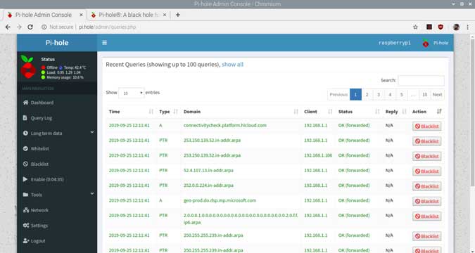 صورة لـ كيفية إعداد Pi-hole على Raspberry Pi 4 لمنع الإعلانات على مستوى الشبكة؟ | query-log-min-DzTechs