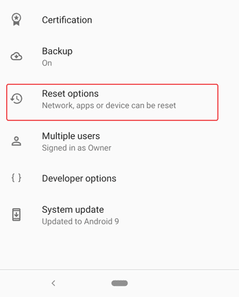 صورة لـ إصلاح مشكل Android متصل بشبكة WiFi ولكن لا يوجد إتصال بالإنترنت | reset-android-options-min-DzTechs