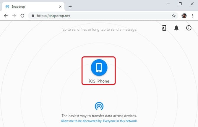 صورة لـ كيفية نقل الصور من جهاز الكمبيوتر إلى iPhone دون iTunes | snapdrop-1-min