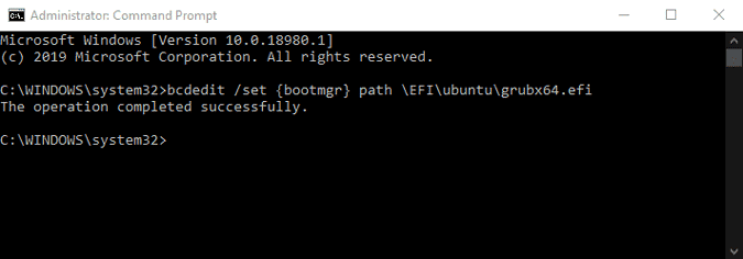 صورة لـ كيفية إصلاح حذف GRUB بعد ترقية Windows 10 | ubuntu-grub-bcdedit-min-DzTechs