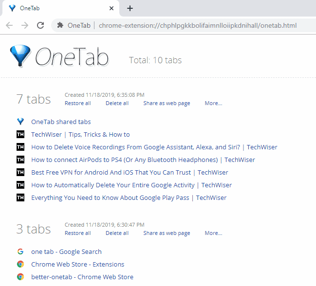 صورة لـ كيفية استخدام إضافة OneTab على نحو فعَّال | 5-min-DzTechs