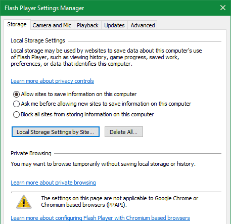 صورة لـ كيفية جعل ألعاب Flash تعمل بشكل أسرع: نصائح بسيطة ومميزة | Flash-Player-Windows-Settings-min-DzTechs