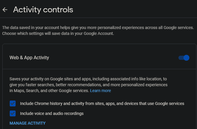 صورة لـ كيف يمكنني حذف عمليات البحث السابقة على Google من السجل؟ | Google-Activity-Controls-min-DzTechs