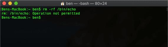 صورة لـ طرق سهلة لإصابة الـ Mac بالبرامج الضارة بدون علم | SIP-Protection-in-Terminal-min-DzTechs
