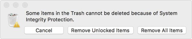 صورة لـ ماذا تفعل عندما تكون النسخ الاحتياطية لـ Time Machine عالقة في المهملات | System-Integrity-Protection-warning-message-min-DzTechs