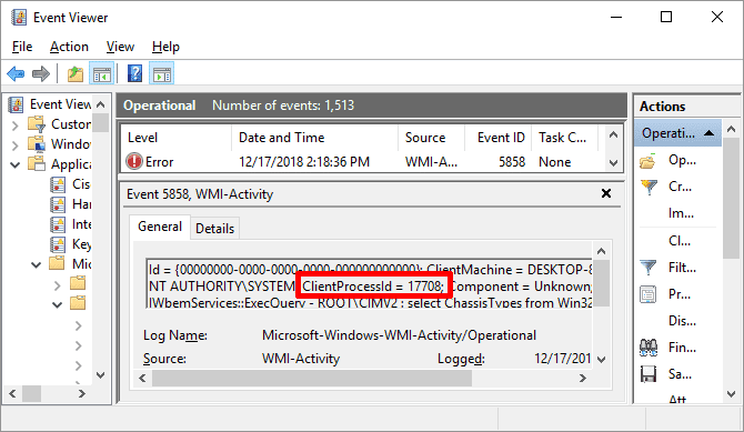 صورة لـ كيفية إصلاح ارتفاع استخدام وحدة المعالجة المركزية في Windows | Windows-Event-Viewer-WMI-Activity-min-DzTechs
