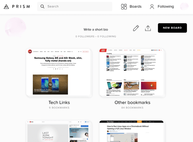 صورة لـ تطبيقات أفضل من الإشارات المرجعية للمتصفح لإدارة علامات التبويب وحفظ الروابط للقراءة لاحقًا | best-bookmark-apps-prism-visual-bookmarks-min-DzTechs