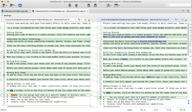 صورة لـ أفضل أدوات مقارنة الملفات للكتاب والمطورين على Mac | deltawalker-visual-diff-and-merge-tool-min-DzTechs