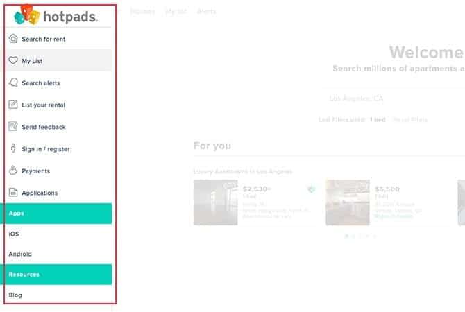 صورة لـ البحث عن المنازل والشقق لشرائها أو استئجارها باستخدام Hotpads | hotpads-search-apartment-rent-buy-03-dropdown-menu-min-DzTechs