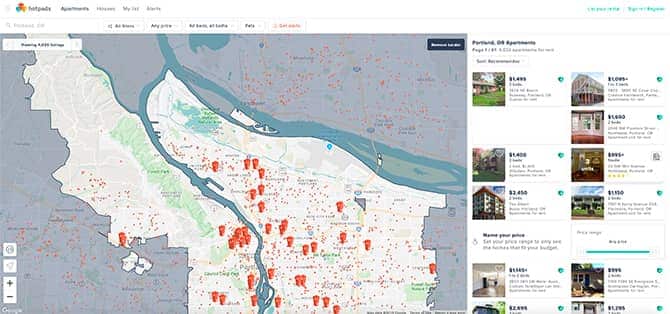 صورة لـ البحث عن المنازل والشقق لشرائها أو استئجارها باستخدام Hotpads | hotpads-search-apartment-rent-buy-04-map-of-apartments-min-DzTechs