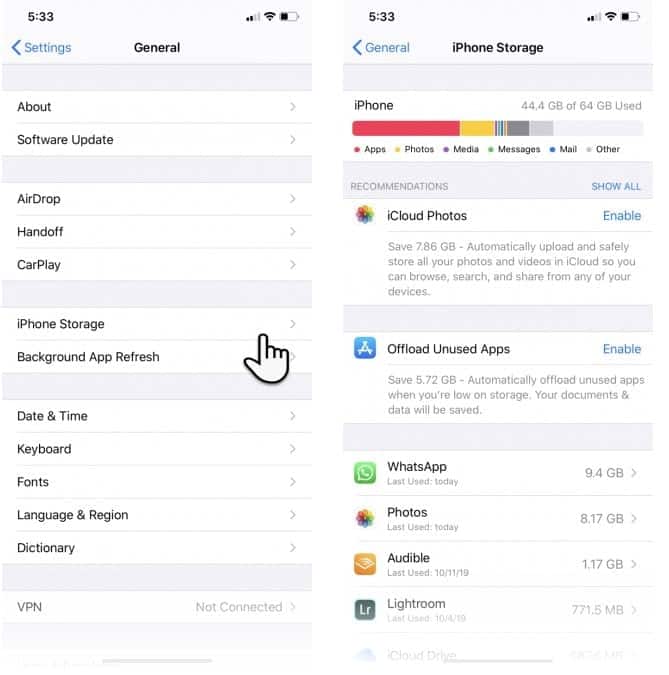 صورة لـ تخزين iPhone ممتلئ؟ كيفية تحرير مساحة تخزين على iOS | iPhone2BFree2BSpace2BStorage-min-DzTechs
