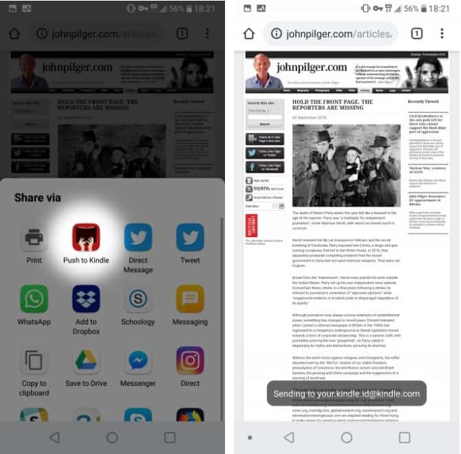صورة لـ كيفية إرسال مقالات الويب إلى Kindle حتى تتمكن من قراءتها في وقت لاحق | send-to-reader-kindle-iOS-Android-min-DzTechs