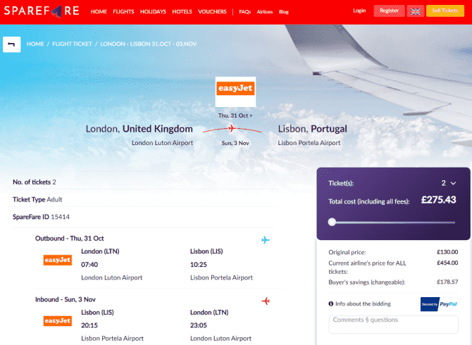 صورة لـ أفضل مواقع الويب أين يُمكنك بيع تذاكر السفر الغير قابلة للاسترداد | sparefare-non-refundable-flight-tickets-min-DzTechs