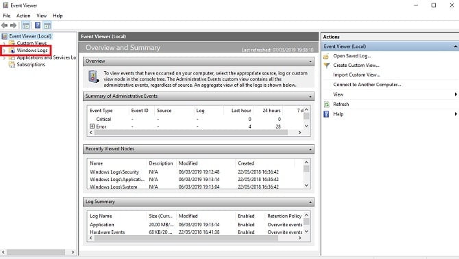 صورة لـ 4 طرق لمعرفة ما إذا كان شخص ما يتطفل على جهاز الكمبيوتر الخاص بك بدون برامج | Event-Viewer-min-DzTechs