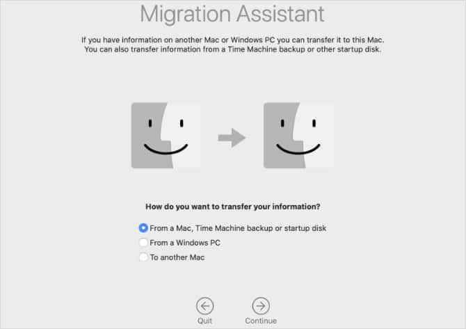 صورة لـ طرق لاستعادة البيانات من النسخ الاحتياطية لـ Time Machine | Migration_Assistant_transfer_options-ggbFyFfs-DzTechs