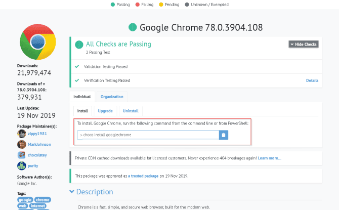 صورة لـ أسرع طريقة لتثبيت تطبقات Windows: باستخدام موجه الأوامر | chocolatey_package_in_detail-JHy6vGfs-DzTechs