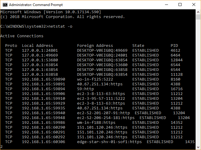 صورة لـ من الذي يستخدم النطاق الترددي الخاص بي؟ نصائح لمراقبة استخدام الشبكة المنزلية | command_prompt_netstat-wDqPnFfs-DzTechs
