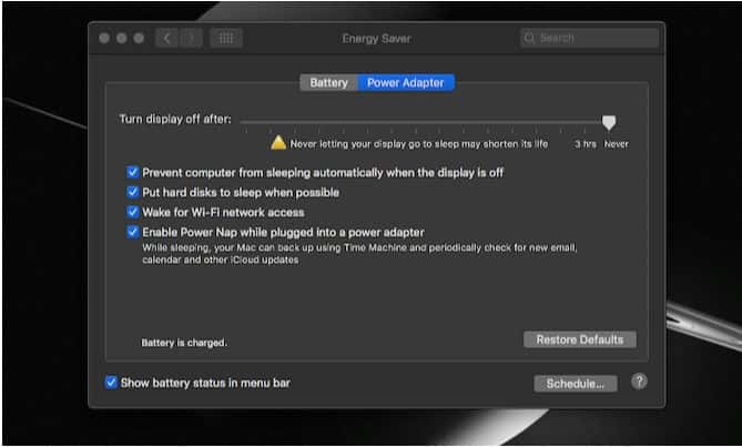 صورة لـ كيفية تكوين الـ Mac يدويًا لمنعه من التحويل إلى وضع السكون: 5 طرق لعمل ذلك | energy_saver_mac-PQubyFfs-DzTechs