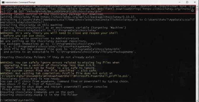 صورة لـ أسرع طريقة لتثبيت تطبقات Windows: باستخدام موجه الأوامر | install_chocolatey_through_command_prompt-jAz6vGfs-DzTechs
