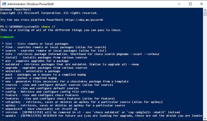 صورة لـ أسرع طريقة لتثبيت تطبقات Windows: باستخدام موجه الأوامر | invoke_choco_help_to_get_the_list_of_functions-Qez6vGfs-DzTechs