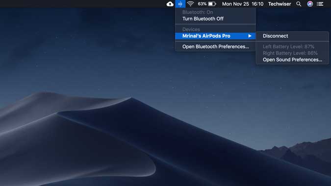 صورة لـ كيفية التحقق من مستوى بطارية Airpods Pro على أي جهاز؟ | mac-min-DzTechs