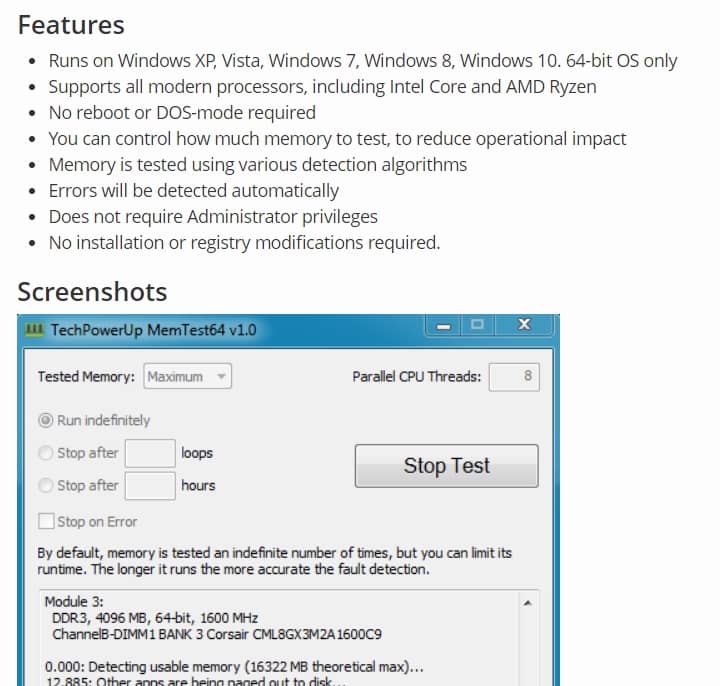 صورة لـ أفضل التطبيقات المجانية لإختبار تحمل كل من CPU ، GPU ، RAM على الكمبيوتر | memtest64-min-DzTechs