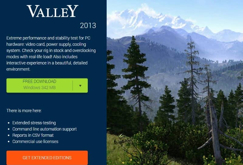 صورة لـ أفضل التطبيقات المجانية لإختبار تحمل كل من CPU ، GPU ، RAM على الكمبيوتر | screenshot-benchmark.unigine.com-valley-min-DzTechs