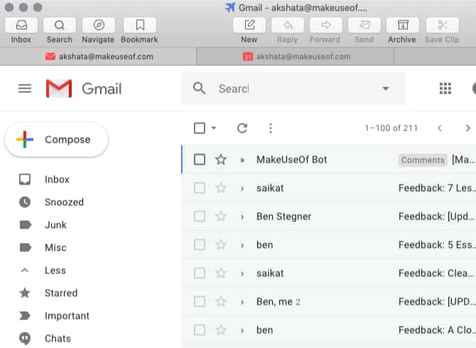 صورة لـ أفضل تطبيقات الـ Mac المفيدة التي تجلب Gmail إلى سطح المكتب | tabbed_interface_in_mailplane_on_mac-9aKxxFfs-DzTechs