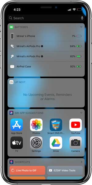 صورة لـ كيفية التحقق من مستوى بطارية Airpods Pro على أي جهاز؟ | widget-ios-min-DzTechs