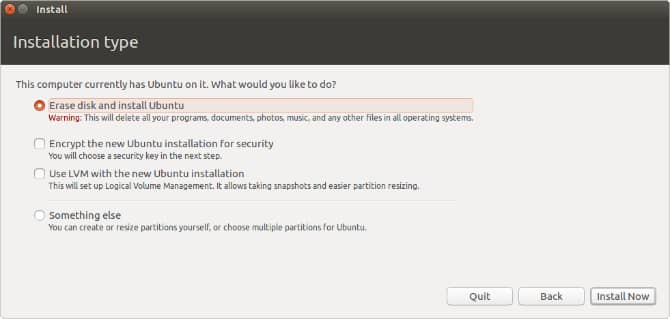 صورة لـ كيفية تثبيت Linux على الـ Mac الخاص بك أو إستخدام التمهيد المزدوج | Erase_disk_and_install_Ubuntu_option-Uyo4KFfs-DzTechs
