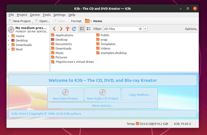 صورة لـ أفضل التطبيقات لتحويل ملفات الصوت والفيديو على نظام Linux | K3b_Screenshot-yx249Ffs-DzTechs